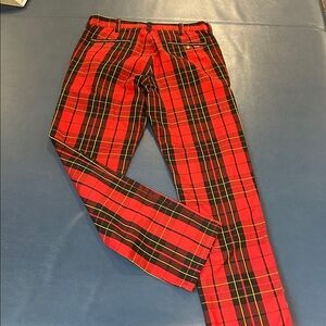 SUPREME sz 32 x 32 Red and Black Checkered outrageous trousers